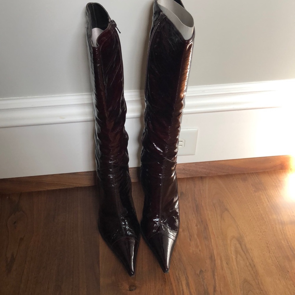 Vintage Mariano Renzi Bordeaux Patent boots